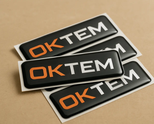 Şeffaf Damla Etiket Üretim Örneği OKTEM endüstriyel çözümler ve inovasyon