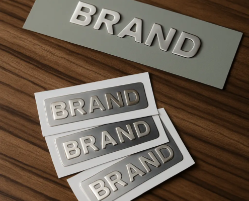 Krom Görünümlü Folyo Kesim Etiket Örneği OKTEM endüstriyel çözümler ve inovasyon