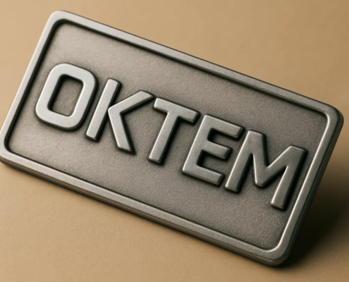 Pimli Zamak Etiket – Mobilya Logosu OKTEM endüstriyel çözümler ve inovasyon