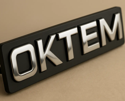 Enjeksiyon Kalıplı Krom Görünümlü Logo OKTEM endüstriyel çözümler ve inovasyon